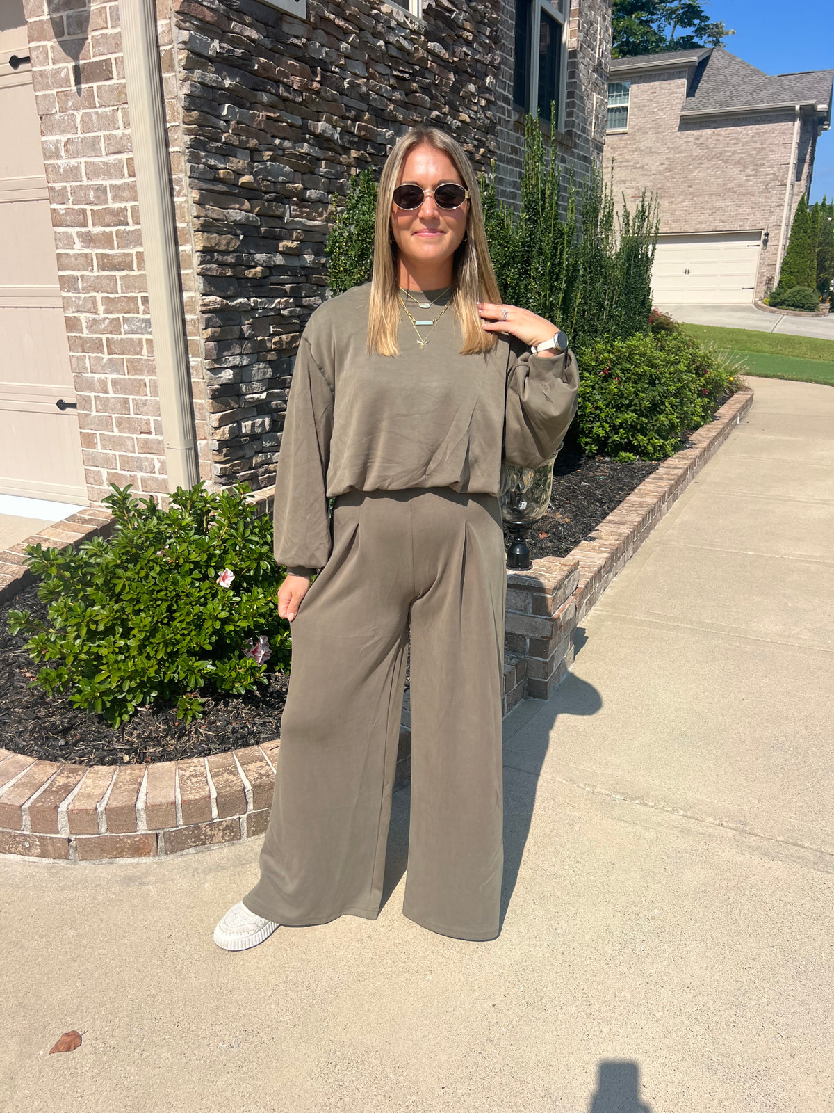 Hemlock Modal Cropped Sweatshirt and Wide Leg Pants Travel Set