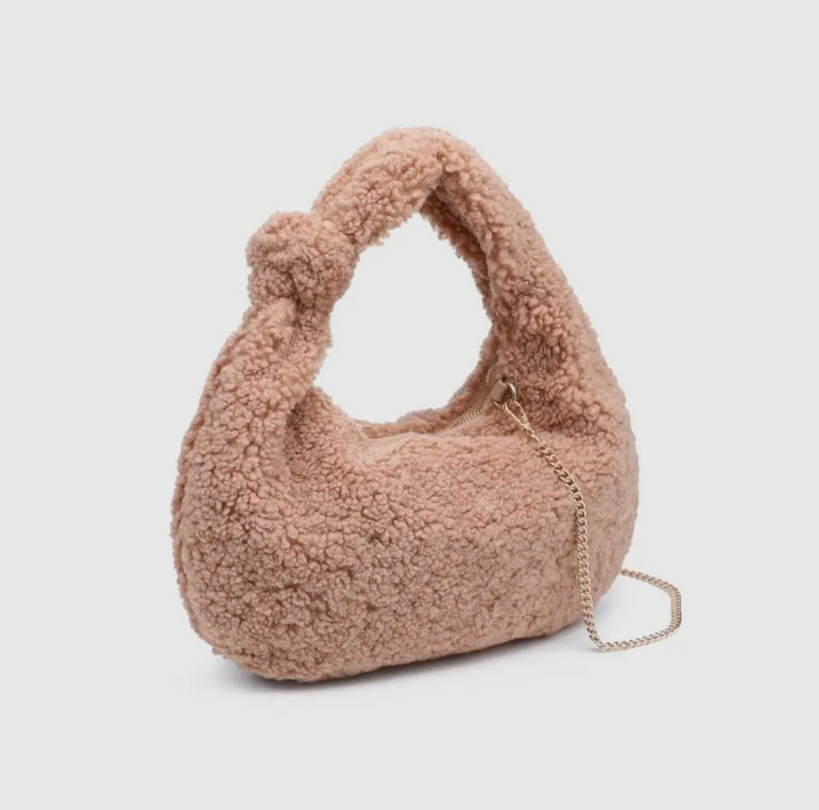 Abbey Knotted Handle Sherpa Hobo Bag
