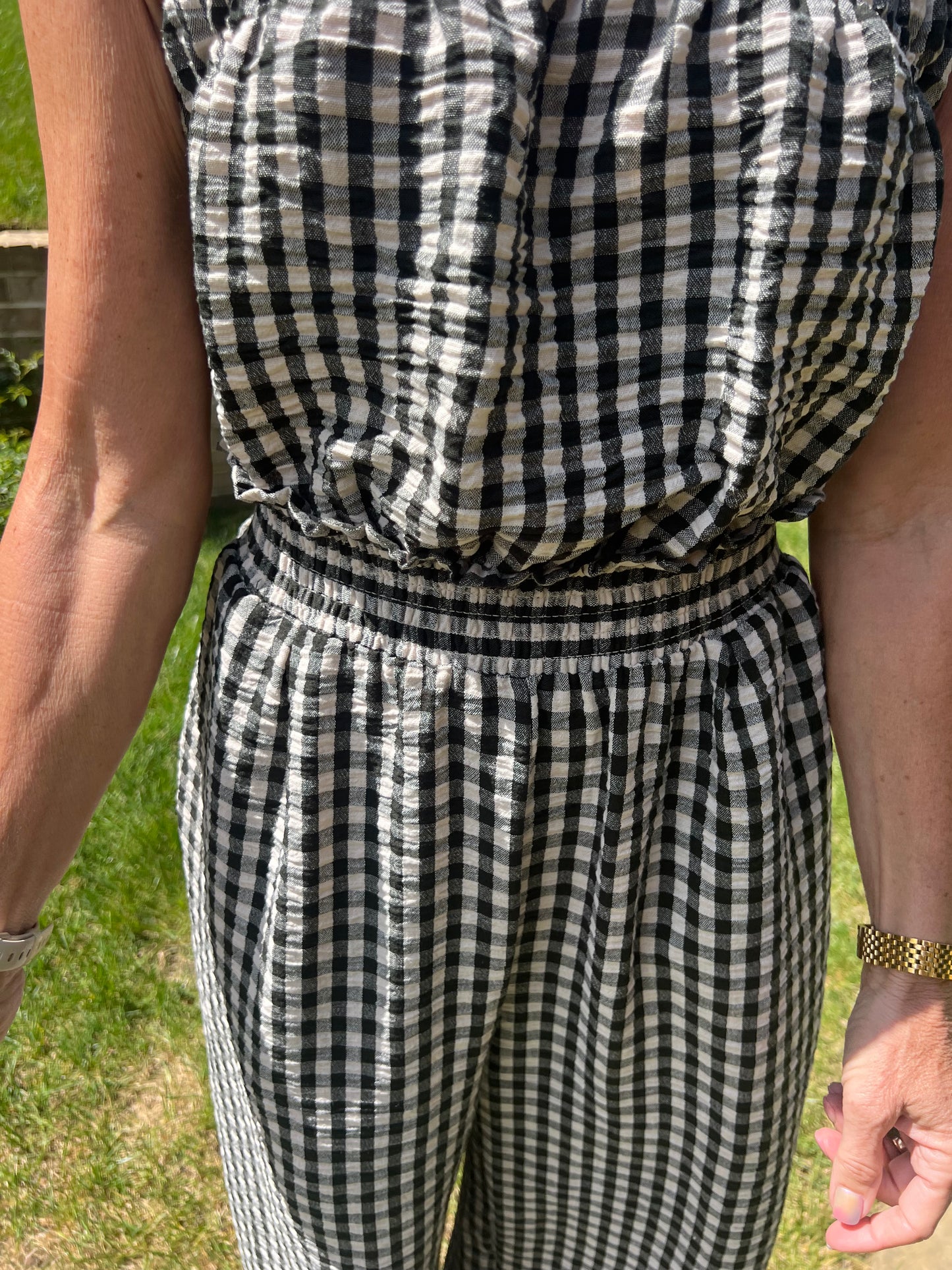 Black Cherry Gingham Jumpsuit