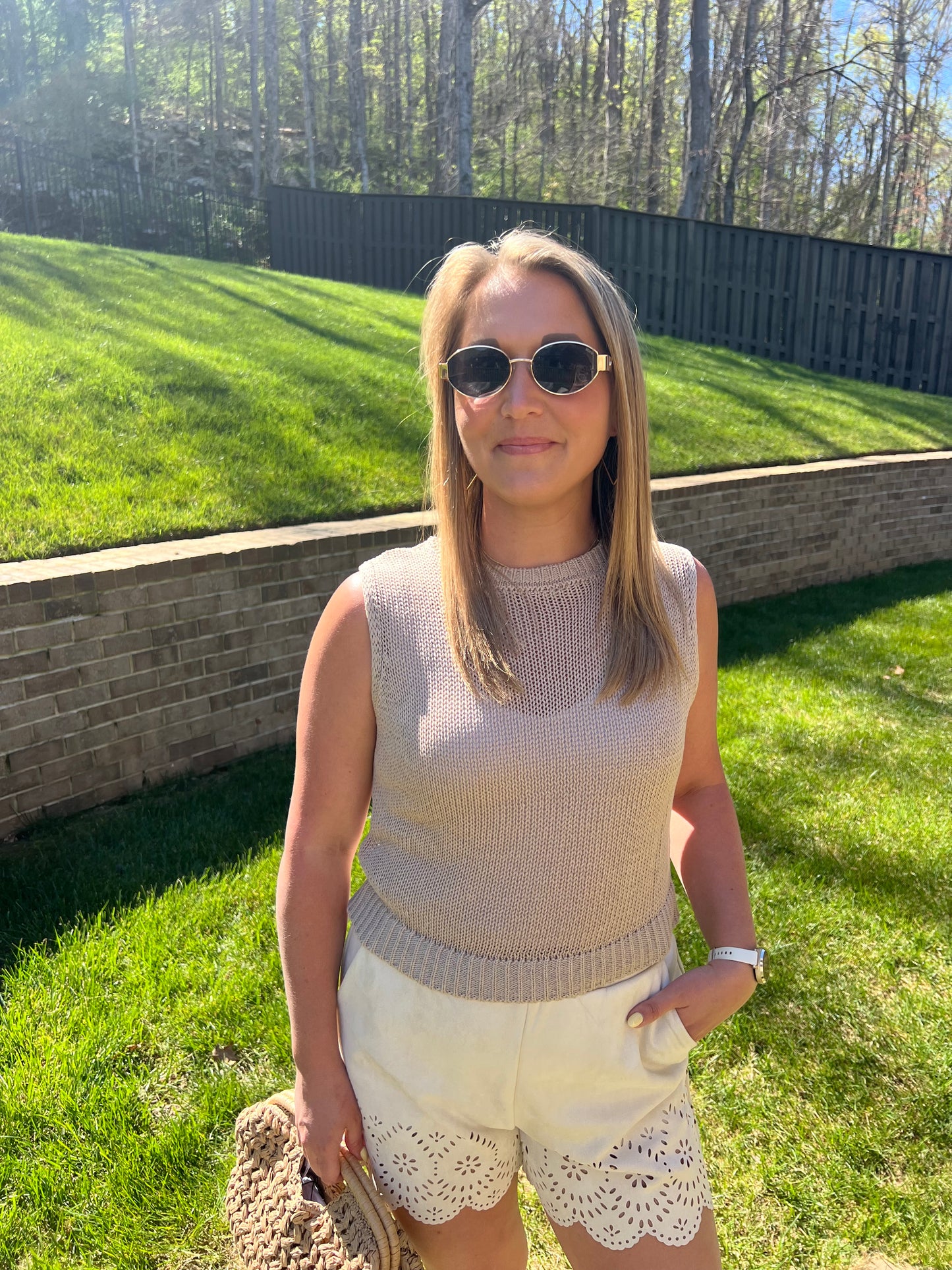 Foxglove sleeveless knit top
