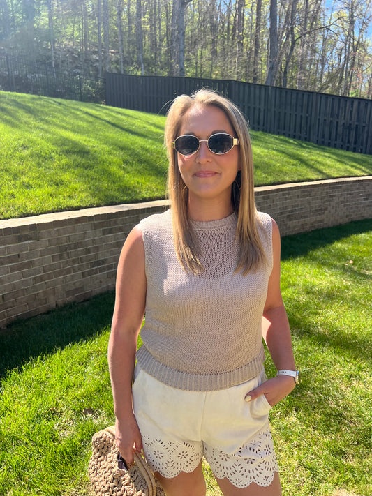 Foxglove sleeveless knit top