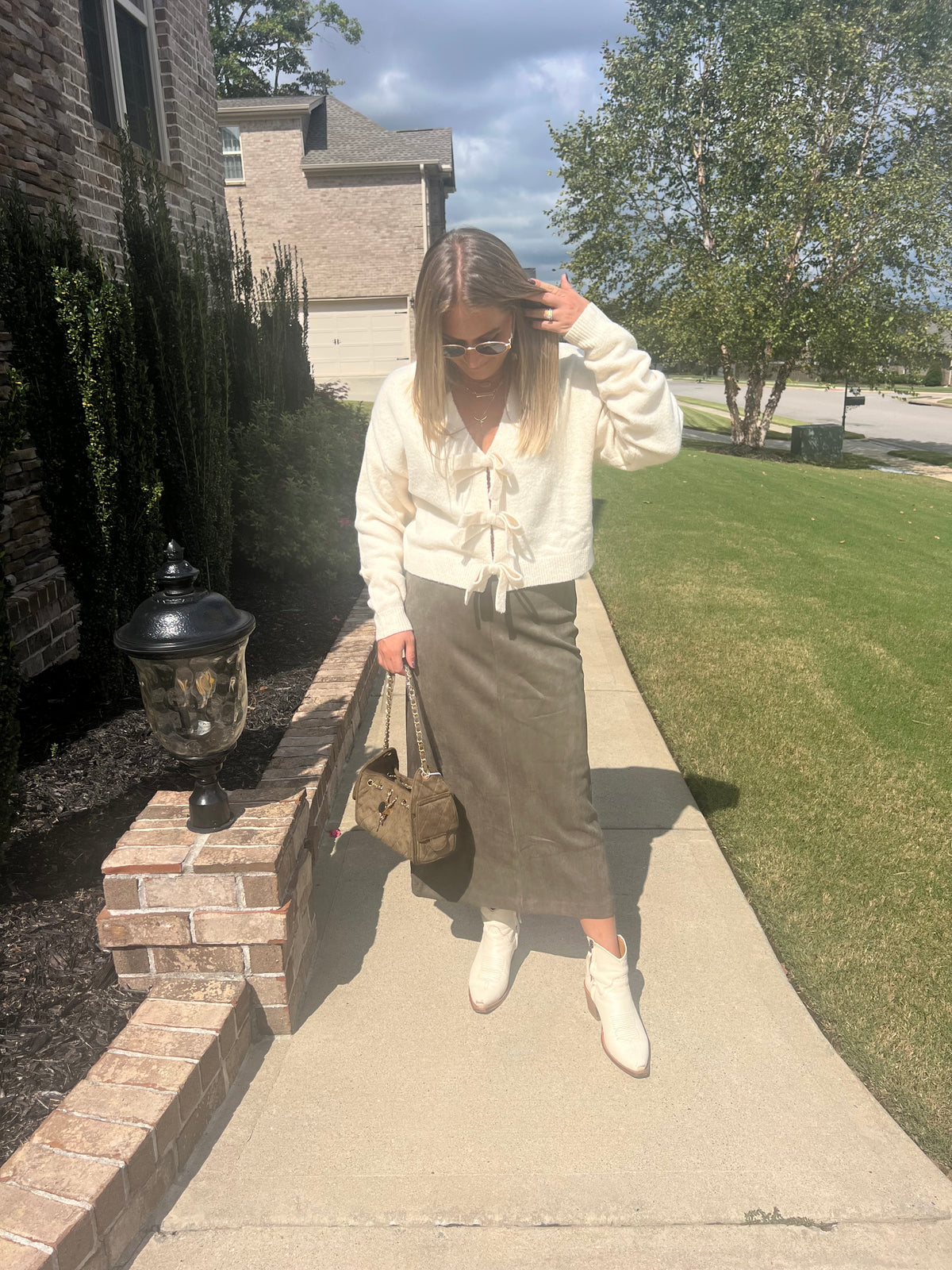 Pachysandra Suede Straight Skirt