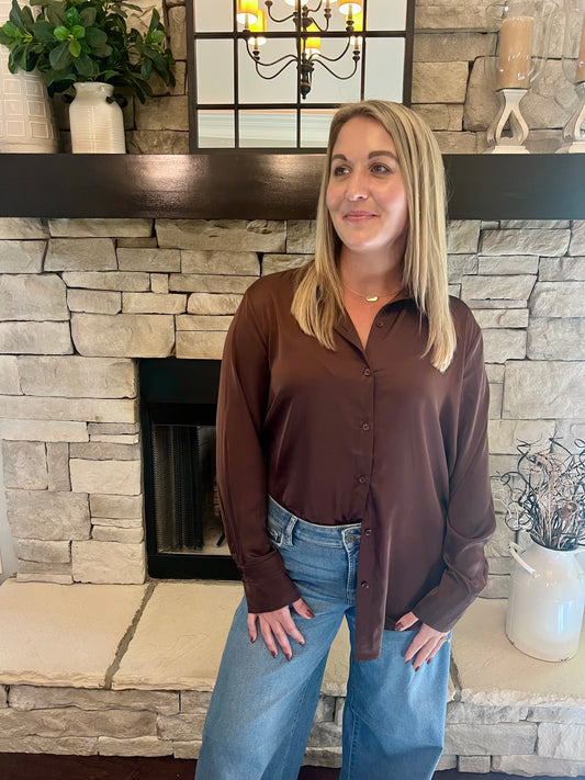 Hickory Brown Silky Button Down