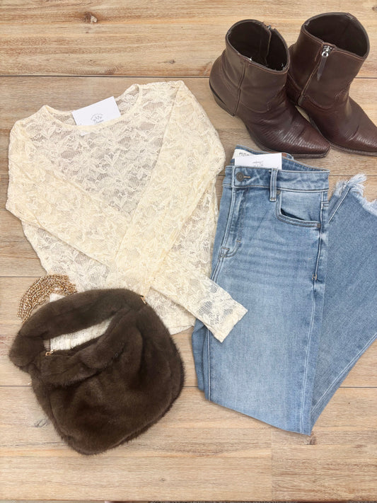 Flowering Peach Floral Textured Top