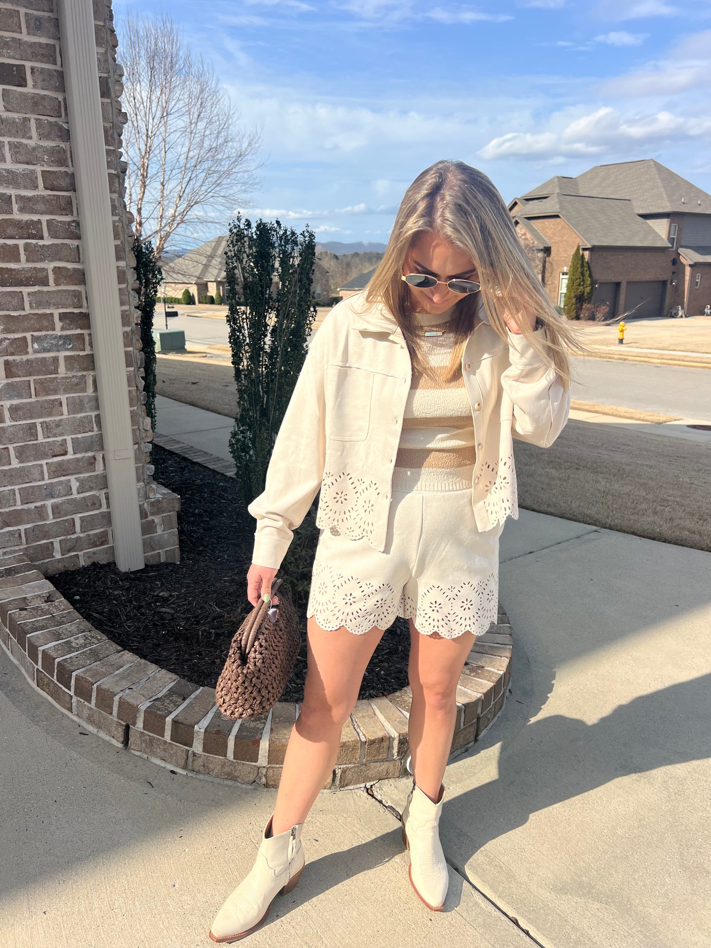 Laurel Soft Suede Laser Cut Shirt Jacket