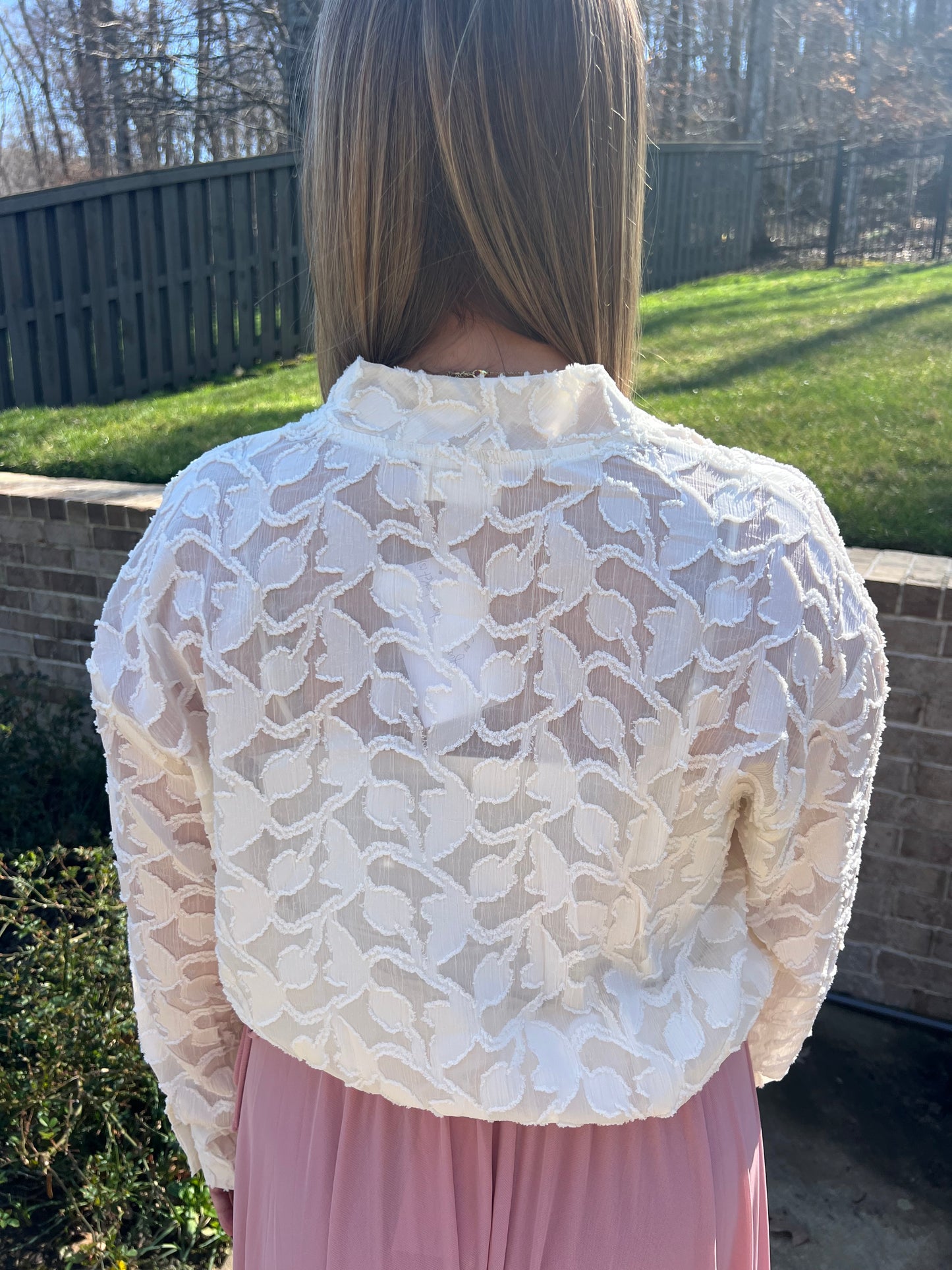 Papyrus Jacquard Semi Sheer Jacket