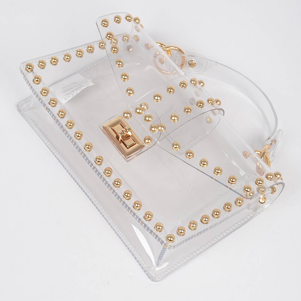 Georgia Round Metal Studded Clear Crossbody Bag