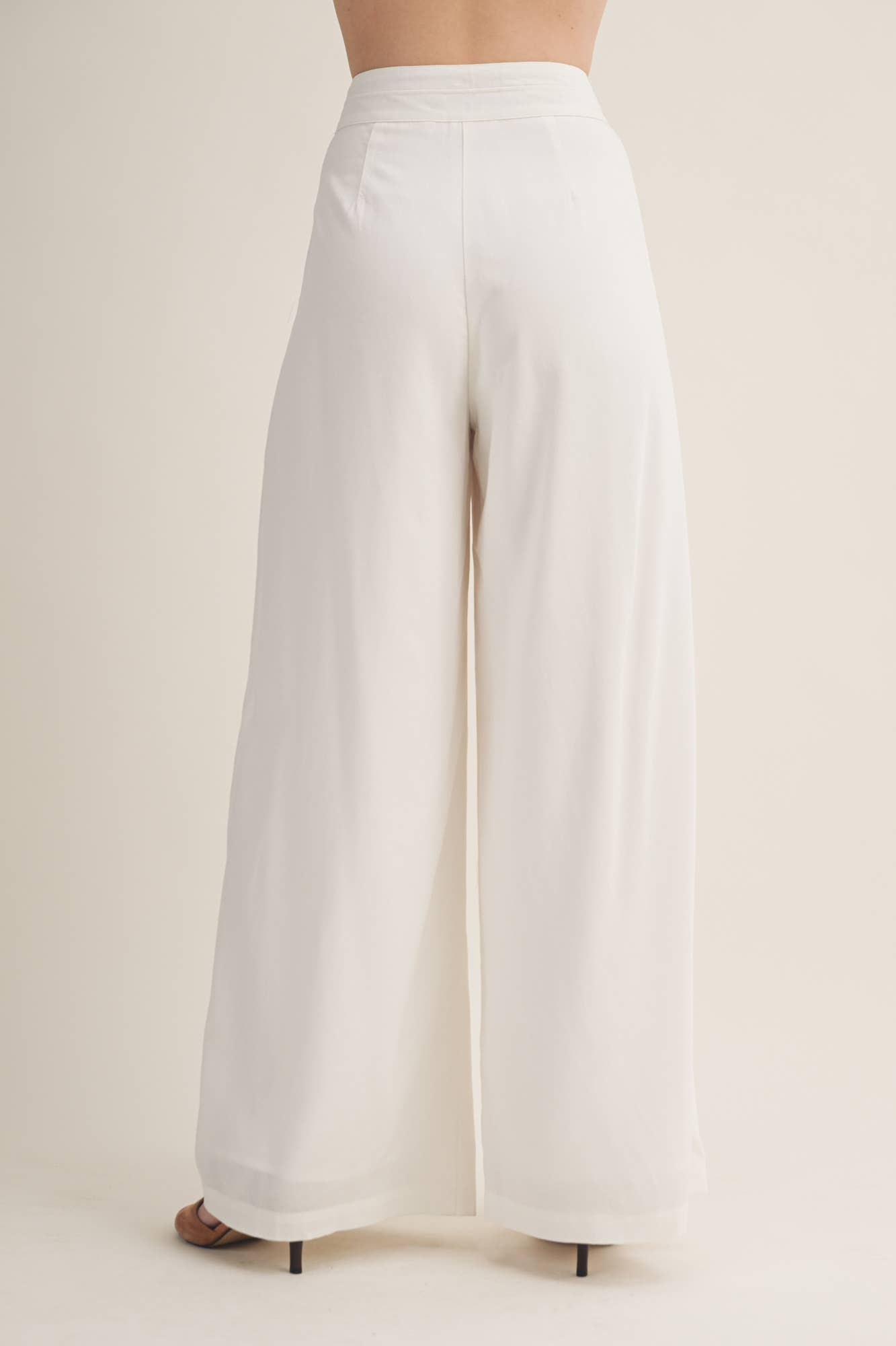 Angelonia High-Waist Asymmetrical Button Wide-Leg Trouser