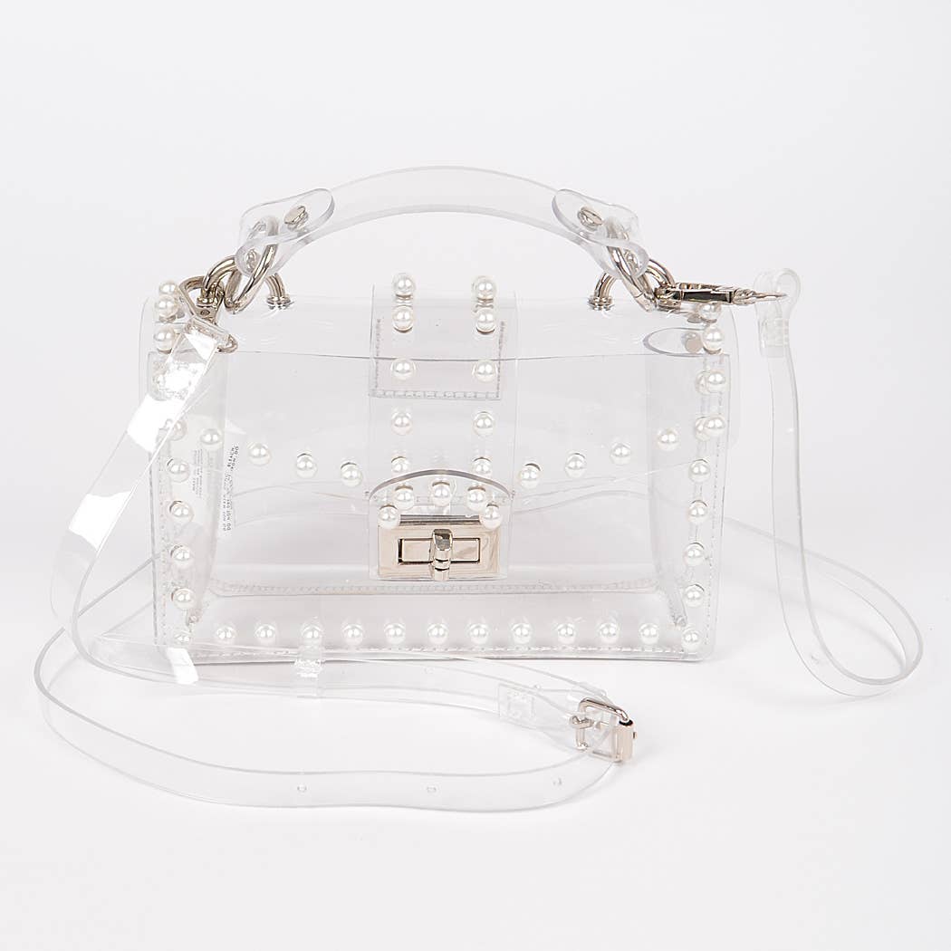 Rachel Pearl Stud Clear Clutch