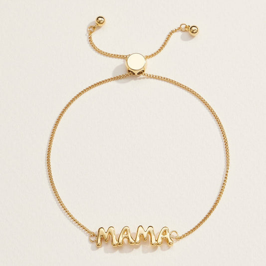 Mama Script Adjustable Bracelet in 18K Gold Dipped