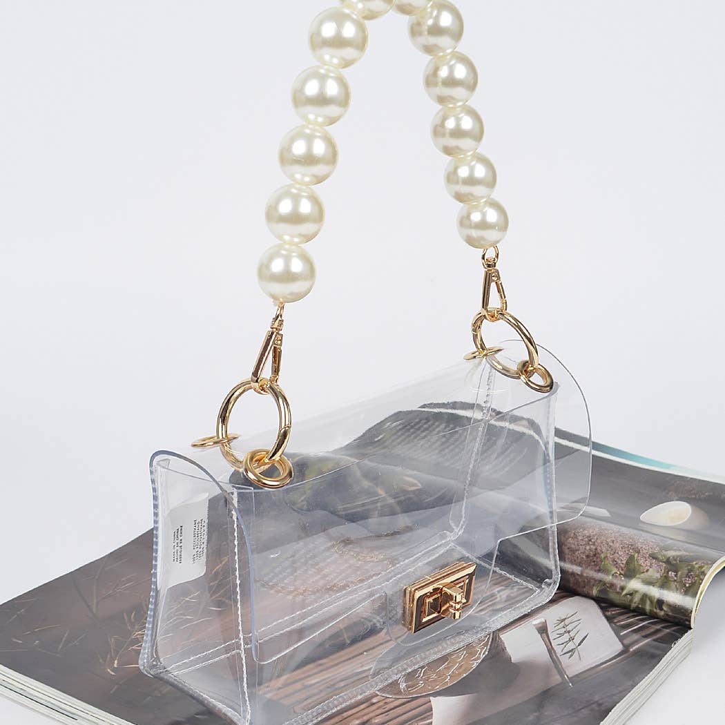 Julia Transparent Clutch W/ Pearl Handle