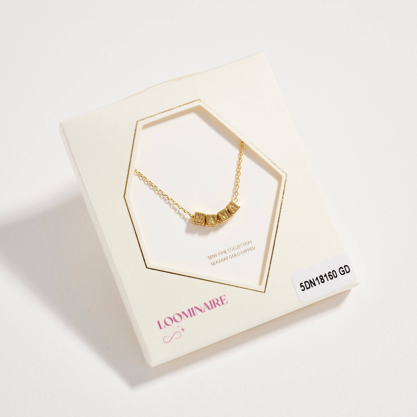 Gold Dipped MAMA Cube Letter Necklace