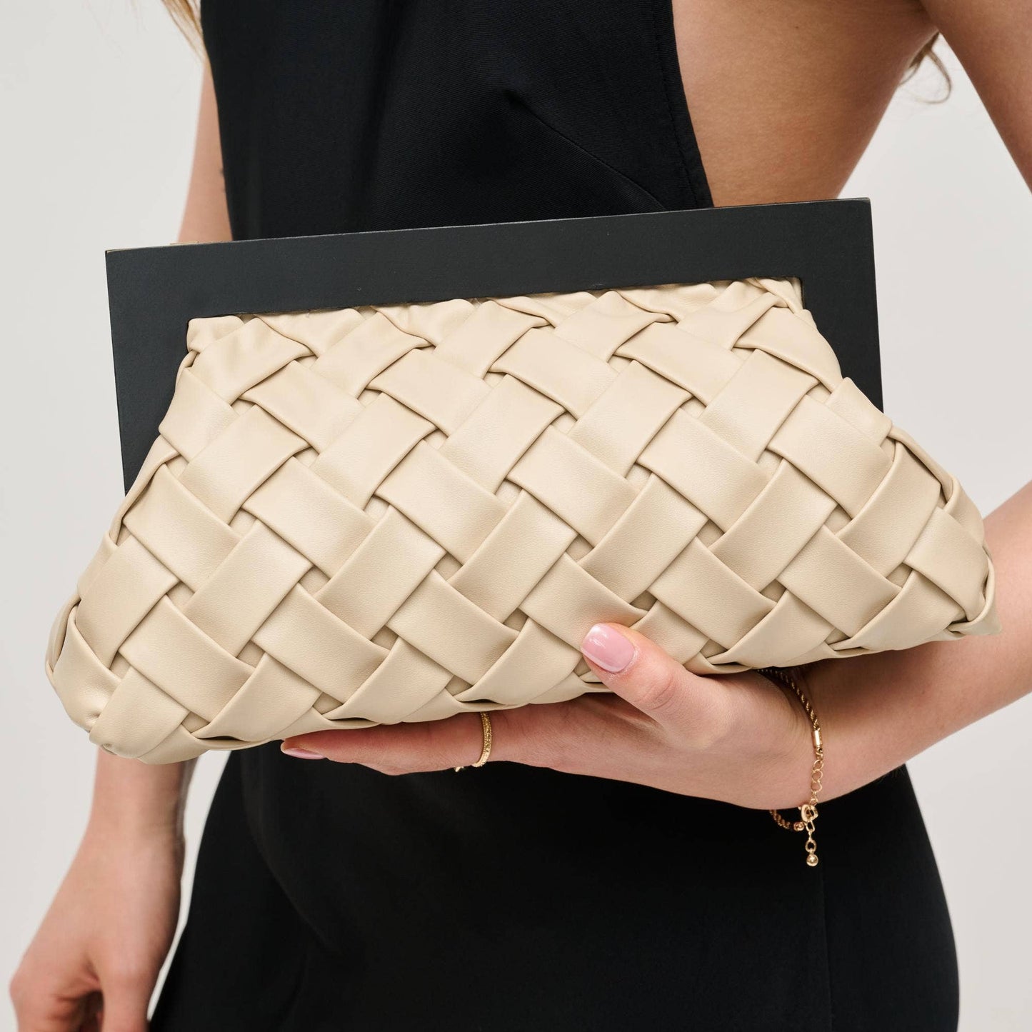 Ada Woven Wooden Frame Clutch